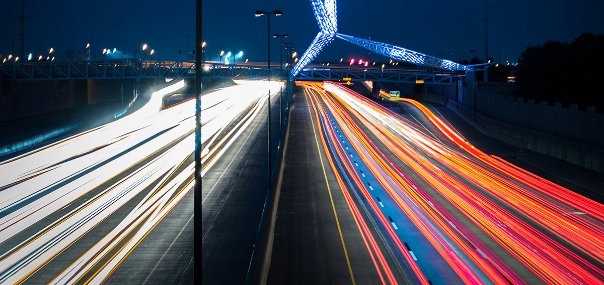 Freeway at night in Oklahoma